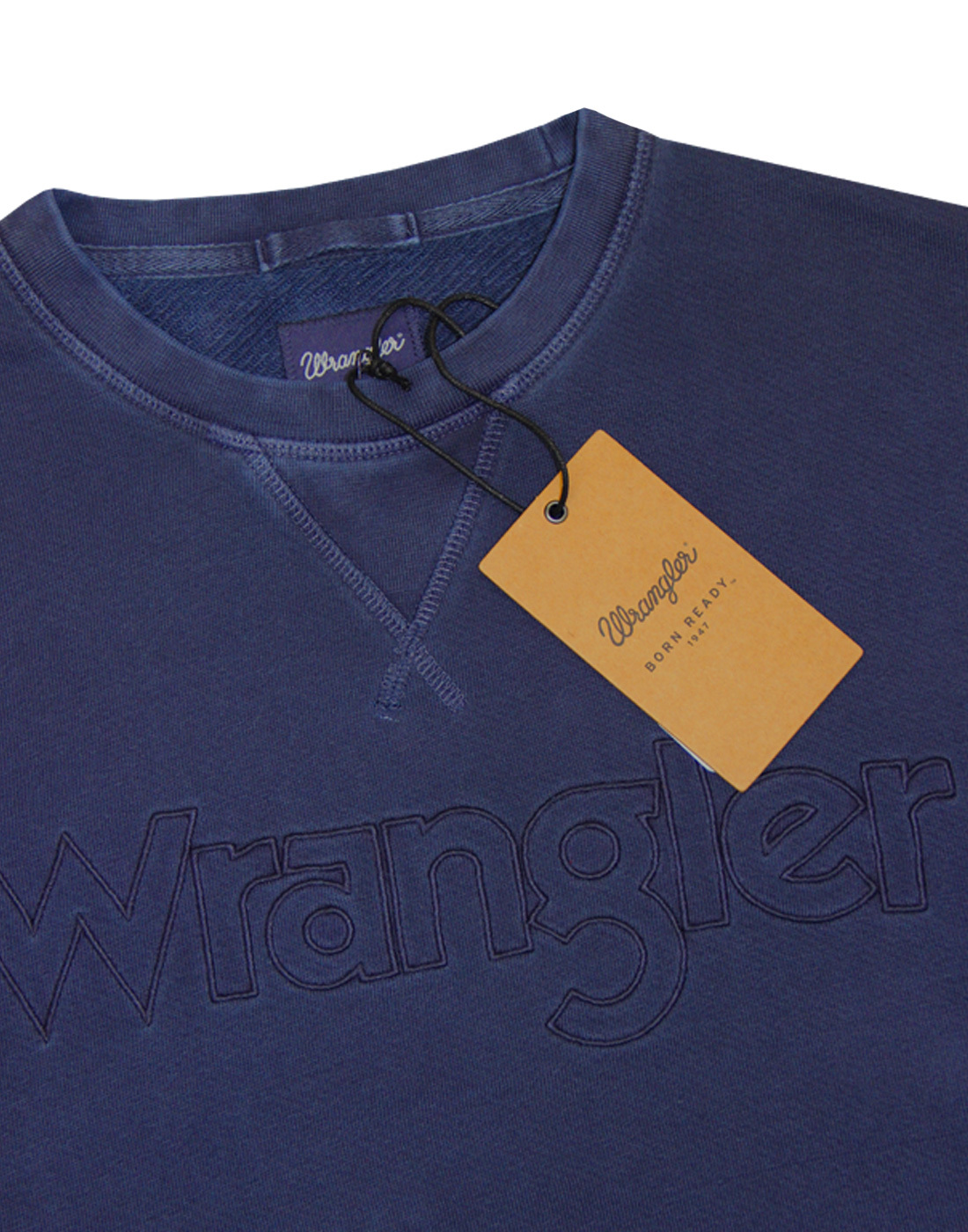 WRANGLER Men's Retro 70s Authentic Kabel Crew Sweatshirt in Navy