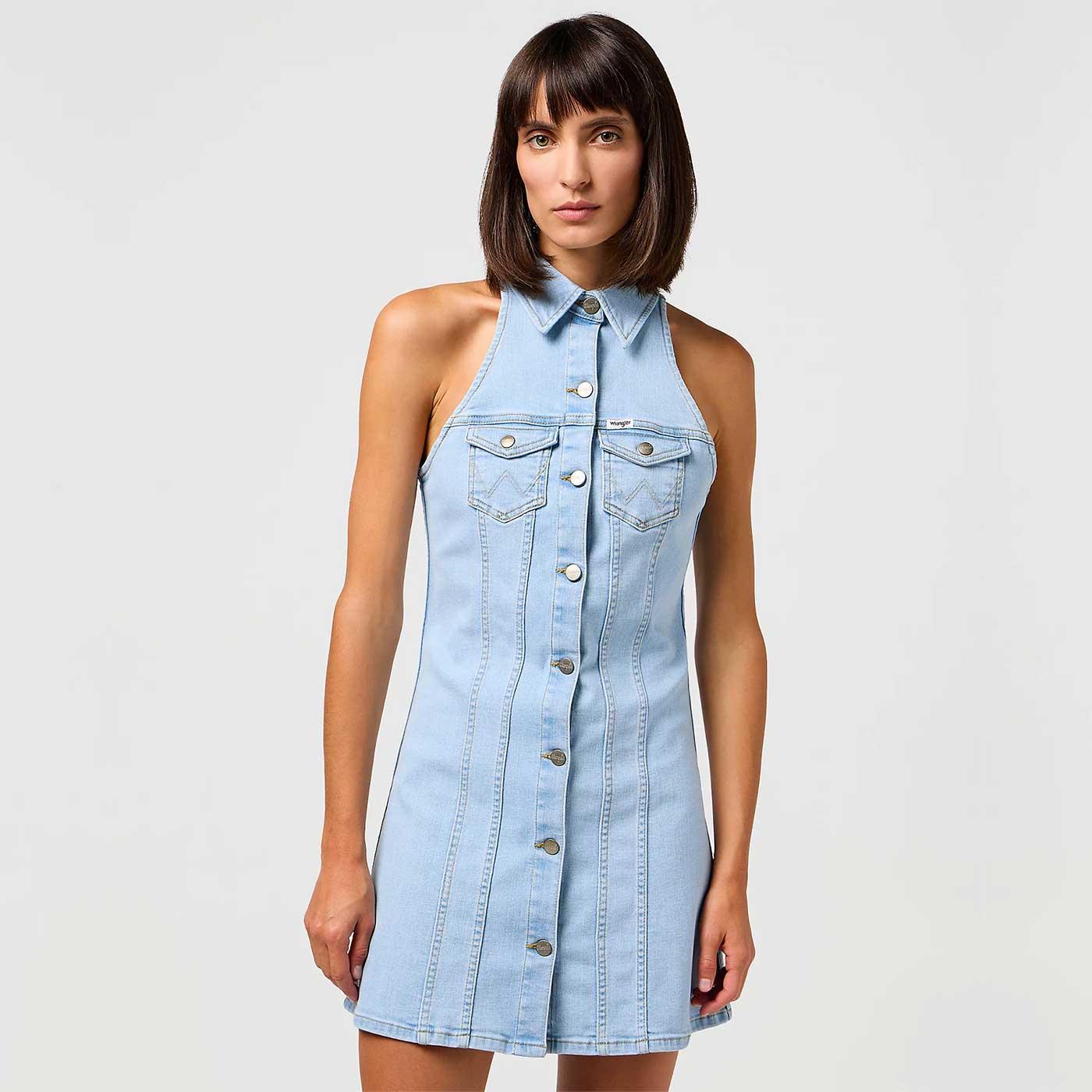 Wrangler Jeans Retro 80s Denim Collared Dress S