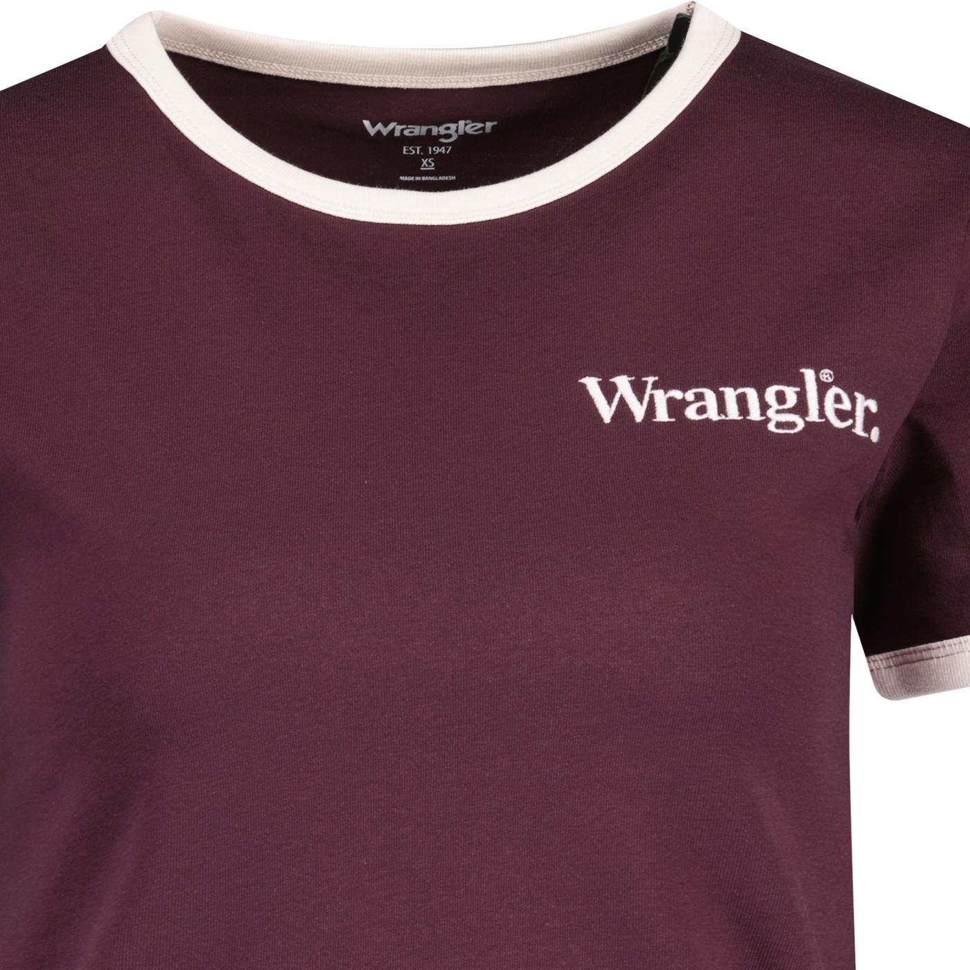Wrangler Women's Relaxed Retro Ringer Jersey T-shirt in Dahlia