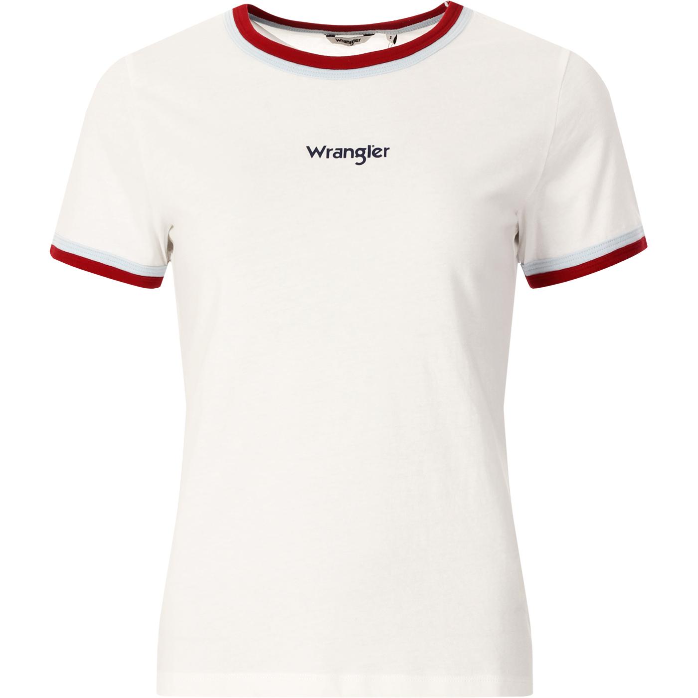 WRANGLER Women's Retro Double Ringer Tee White/Red/Sky