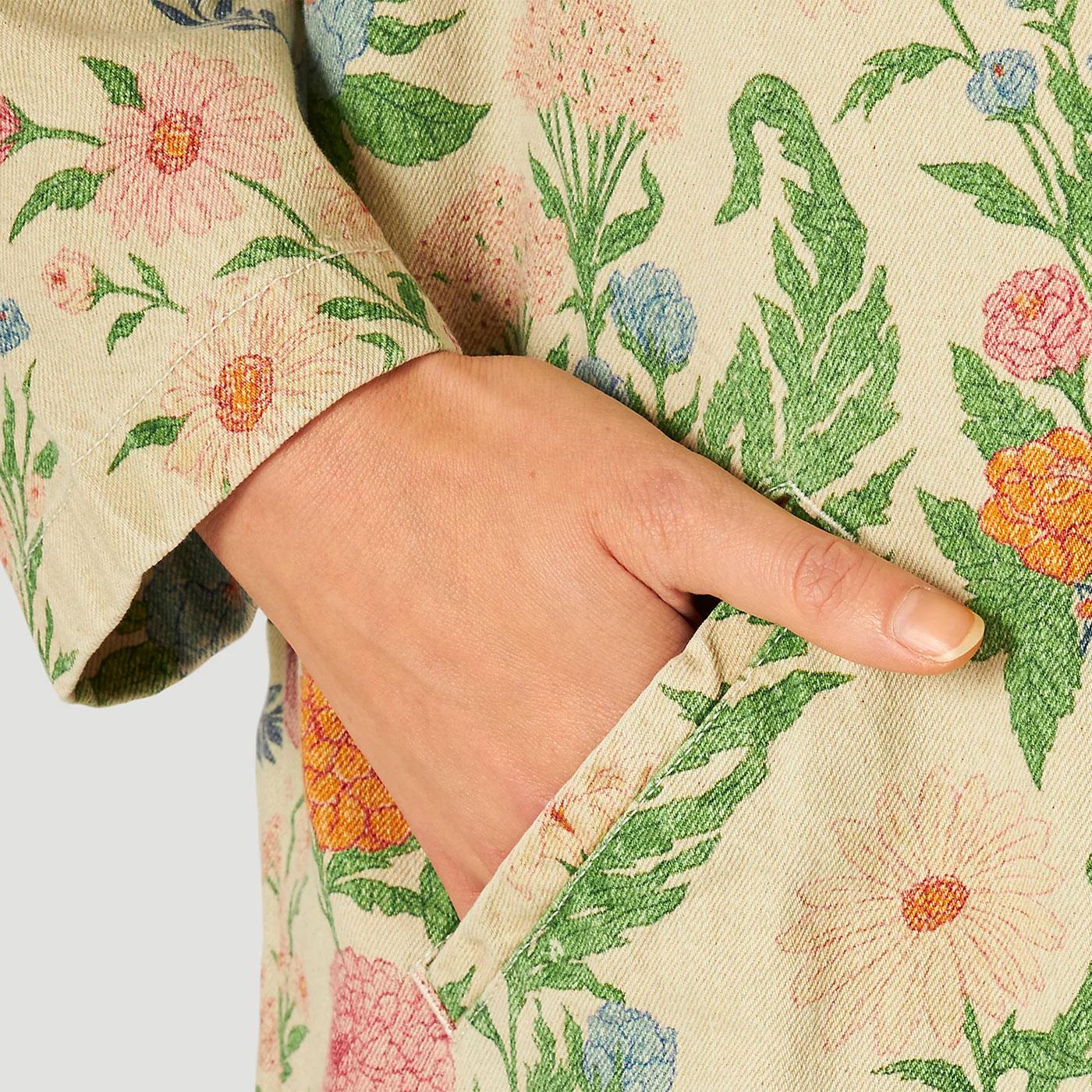 WRANGLER Retro 70s Floral Duster Jacket in Wallflower