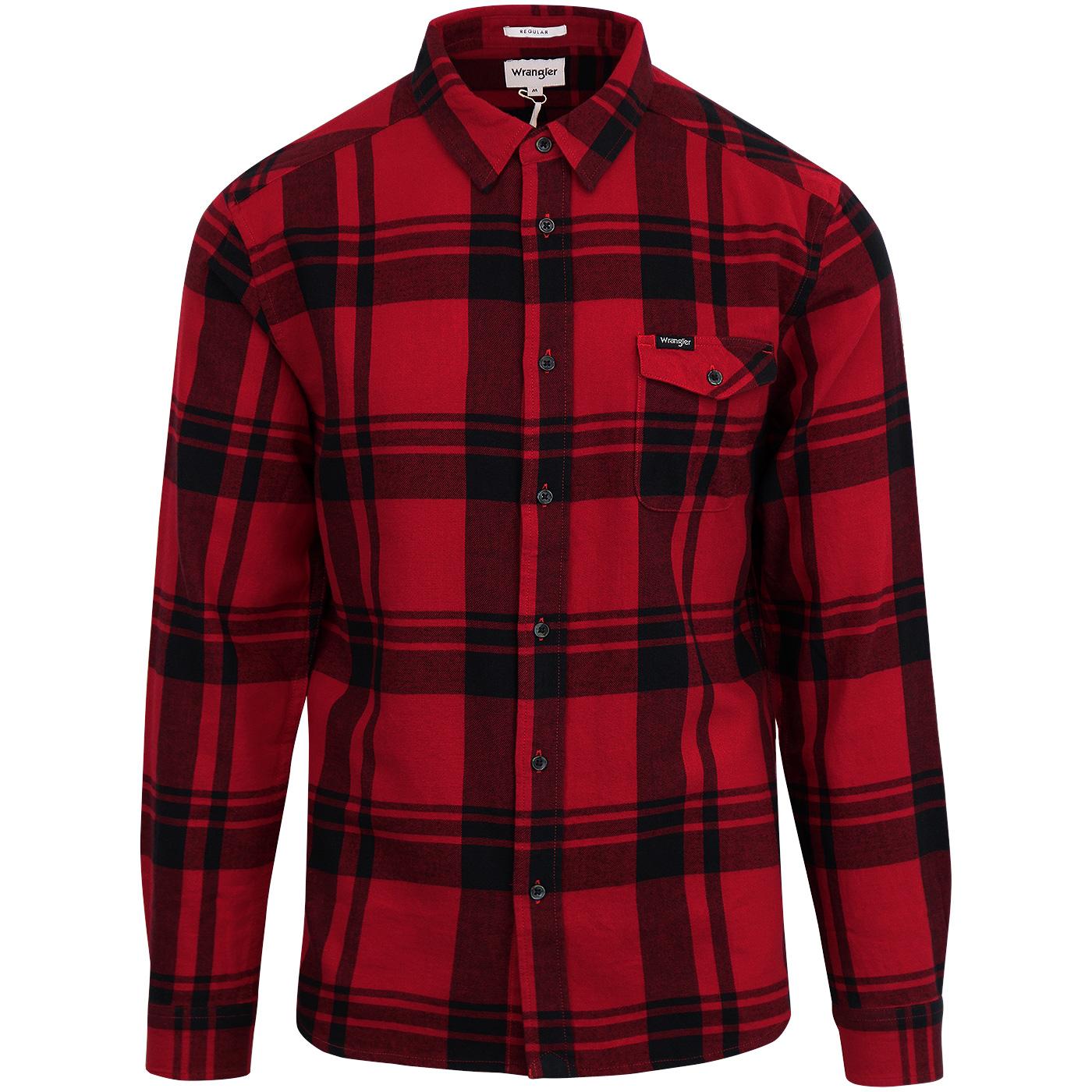 WRANGLER Retro Mod 1 Pocket Lumberjack Check Shirt Red