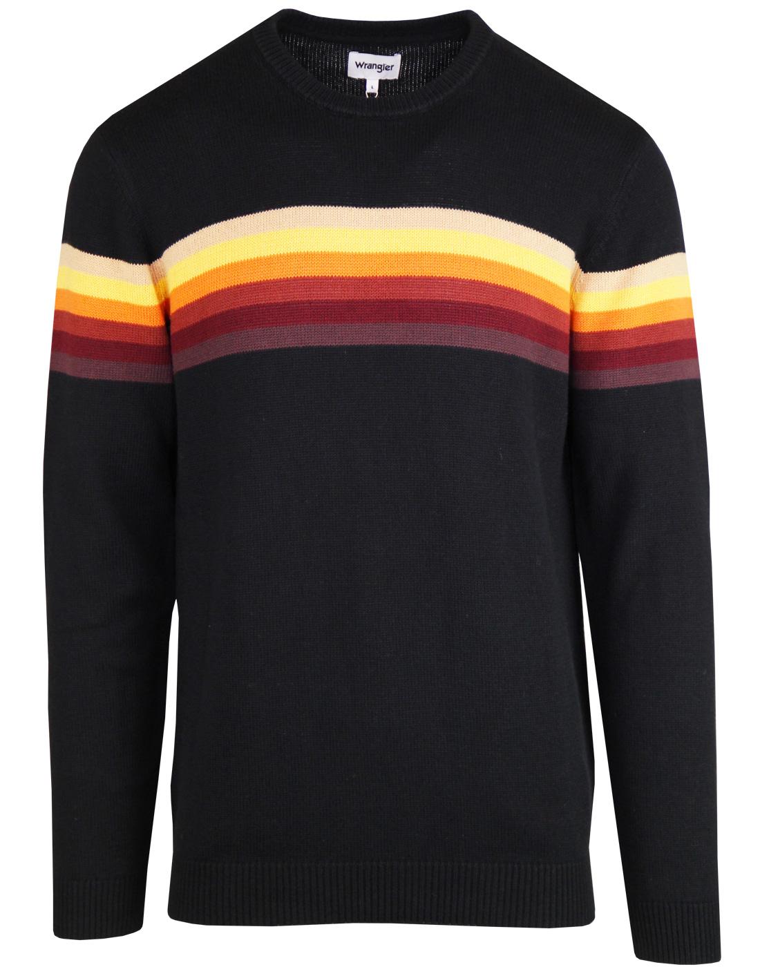 WRANGLER Retro 1970s Rainbow Stripe Knitted Jumper