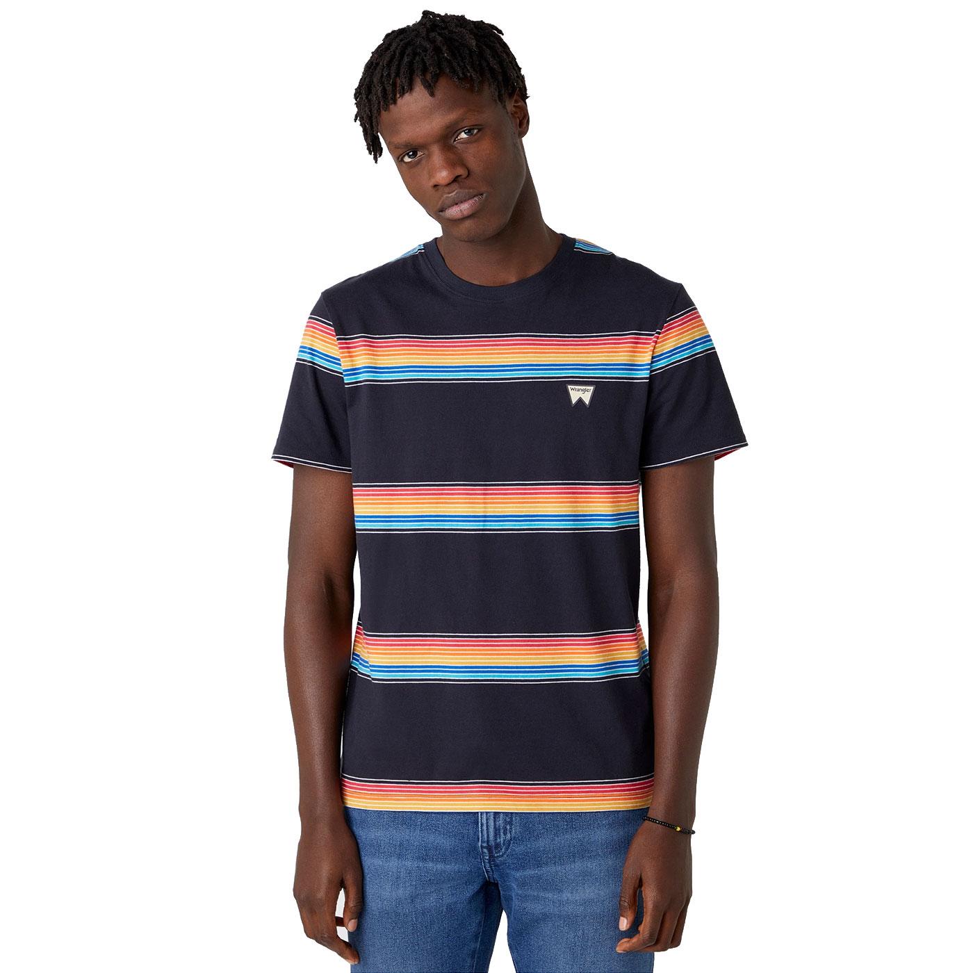 WRANGLER Mens Retro Rainbow Multi Stripe T-Shirt