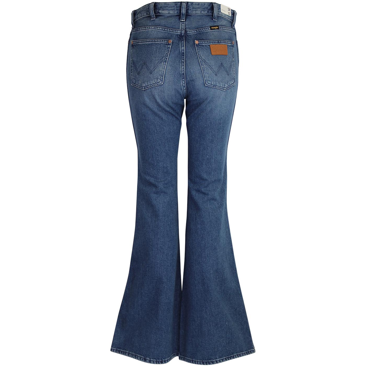 WRANGLER Womens 70s Denim Retro Flare Jeans Pine Field