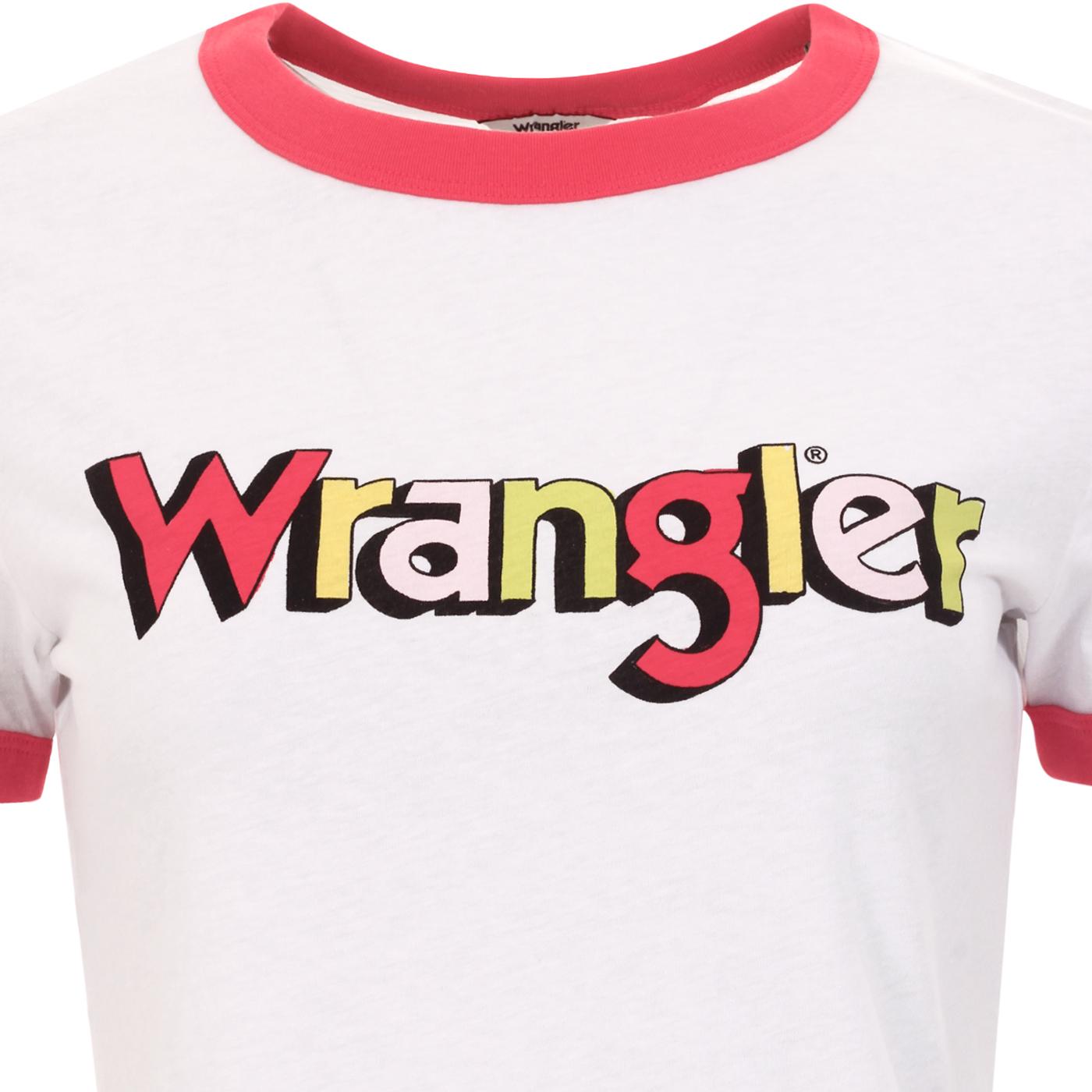 WRANGLER Ringer Women's Retro Logo Tee PARADISE PINK