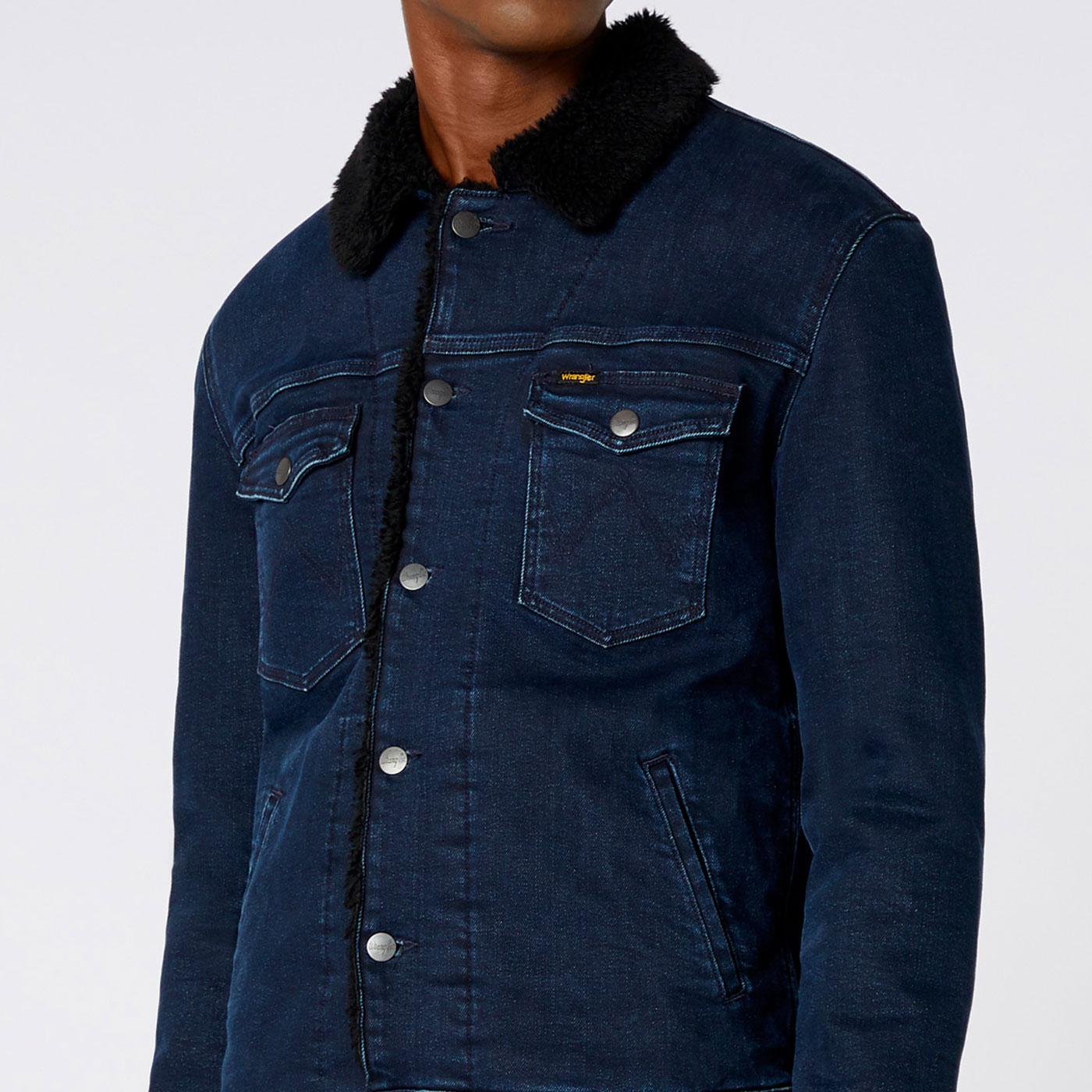 WRANGLER Retro 1980s Denim Sherpa Jacket In Javlin Blue