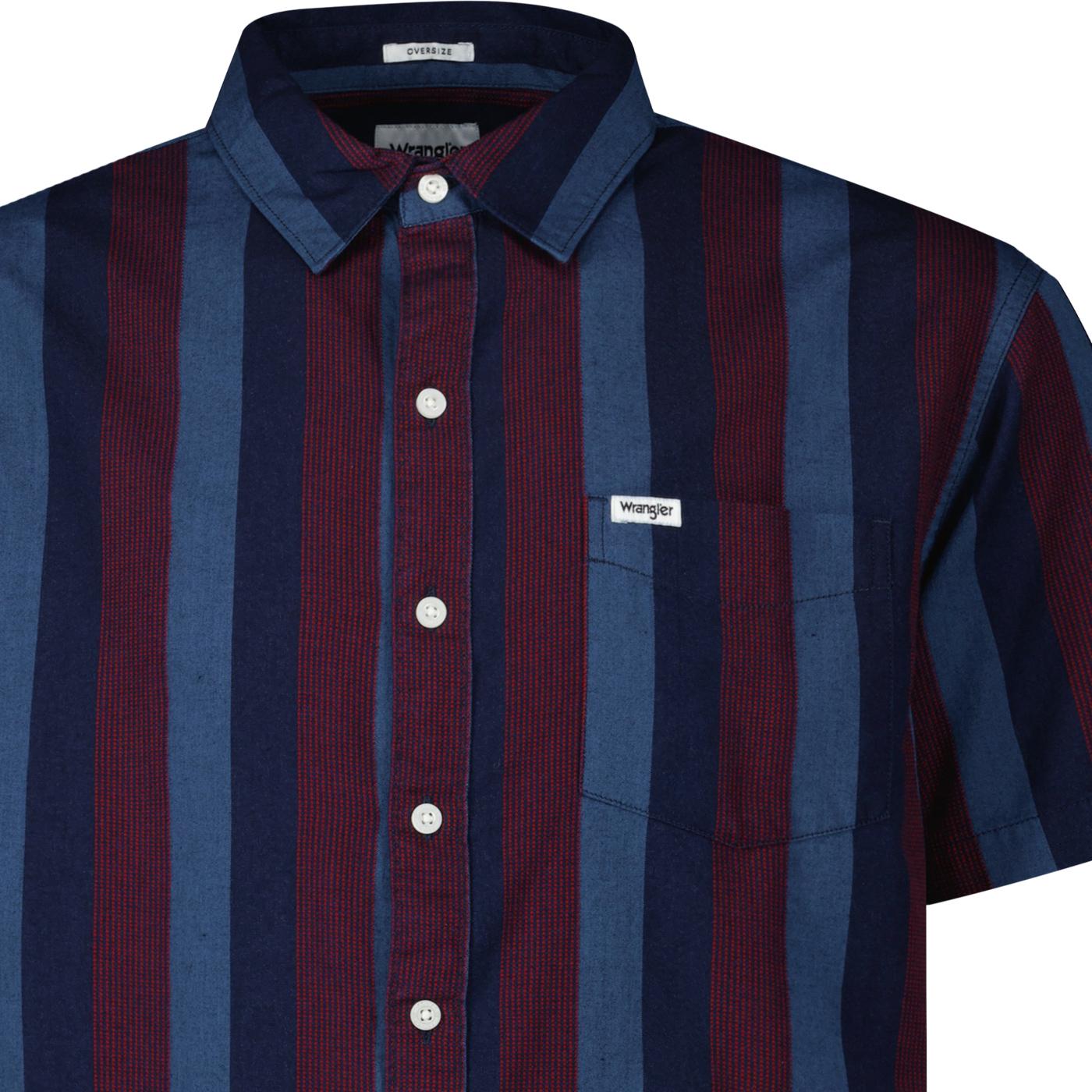 WRANGLER Retro Resort Stripe Short Sleeve Shirt Flame Red