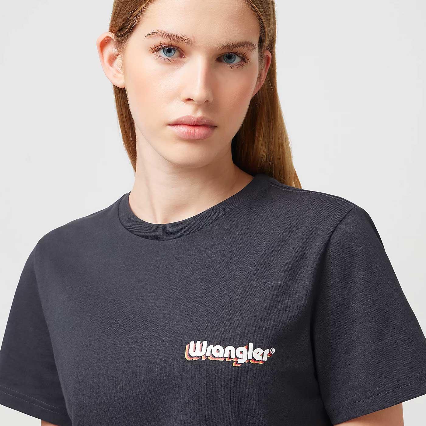 Wrangler Women retro Regular Fit Round Crew Tee Faded Black