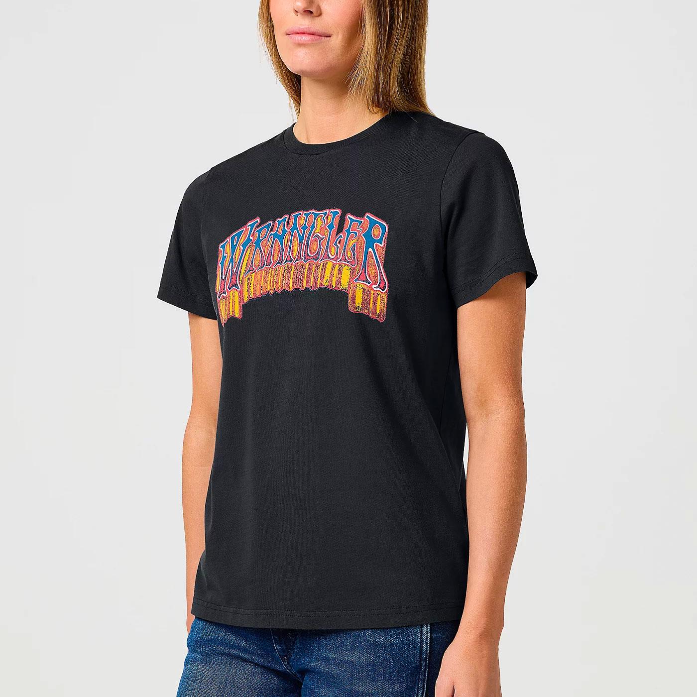 Wrangler Retro 70s Logo Graphic Faded Black Tee 