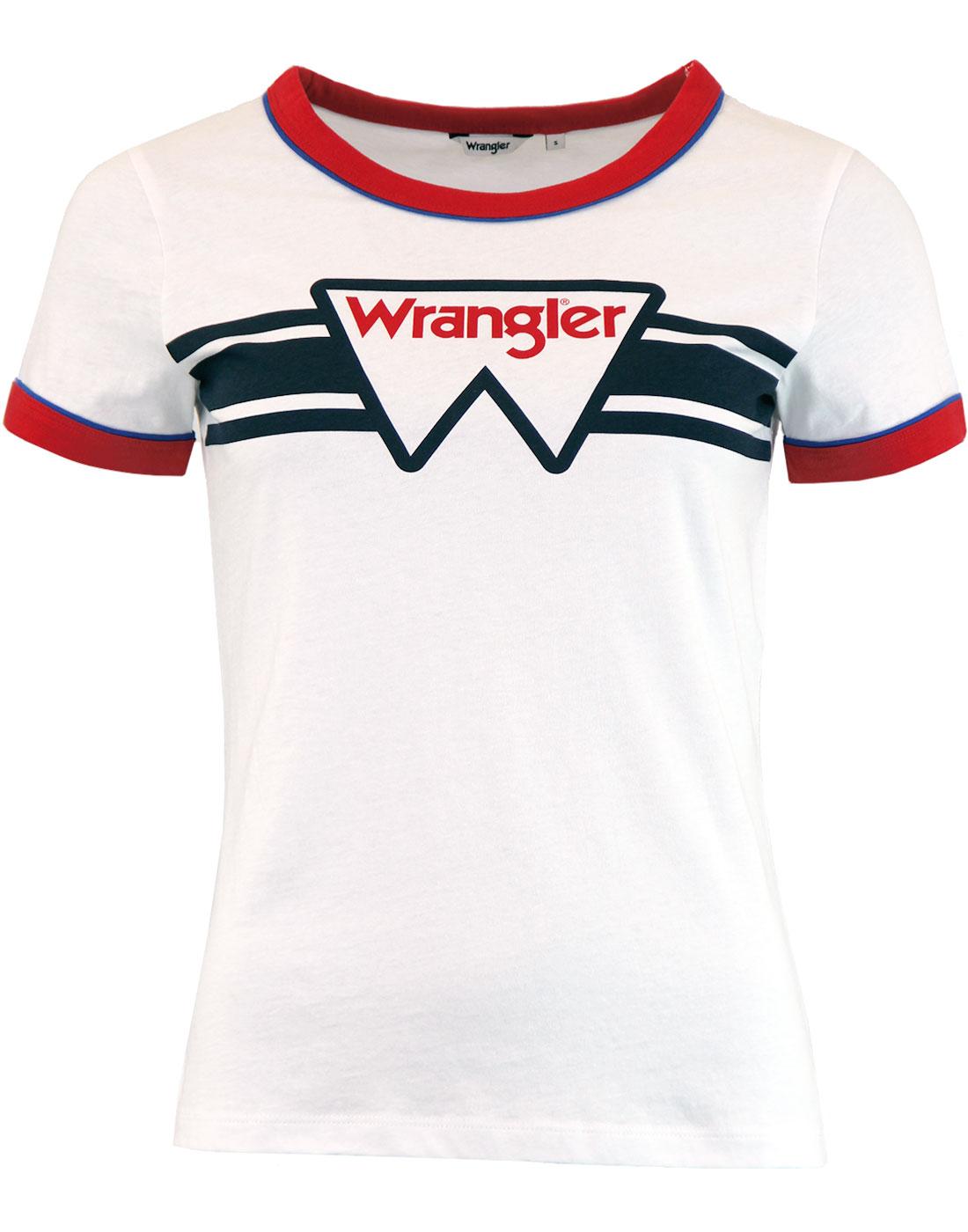 WRANGLER Women's Signature 70's Logo Ringer Tee in White