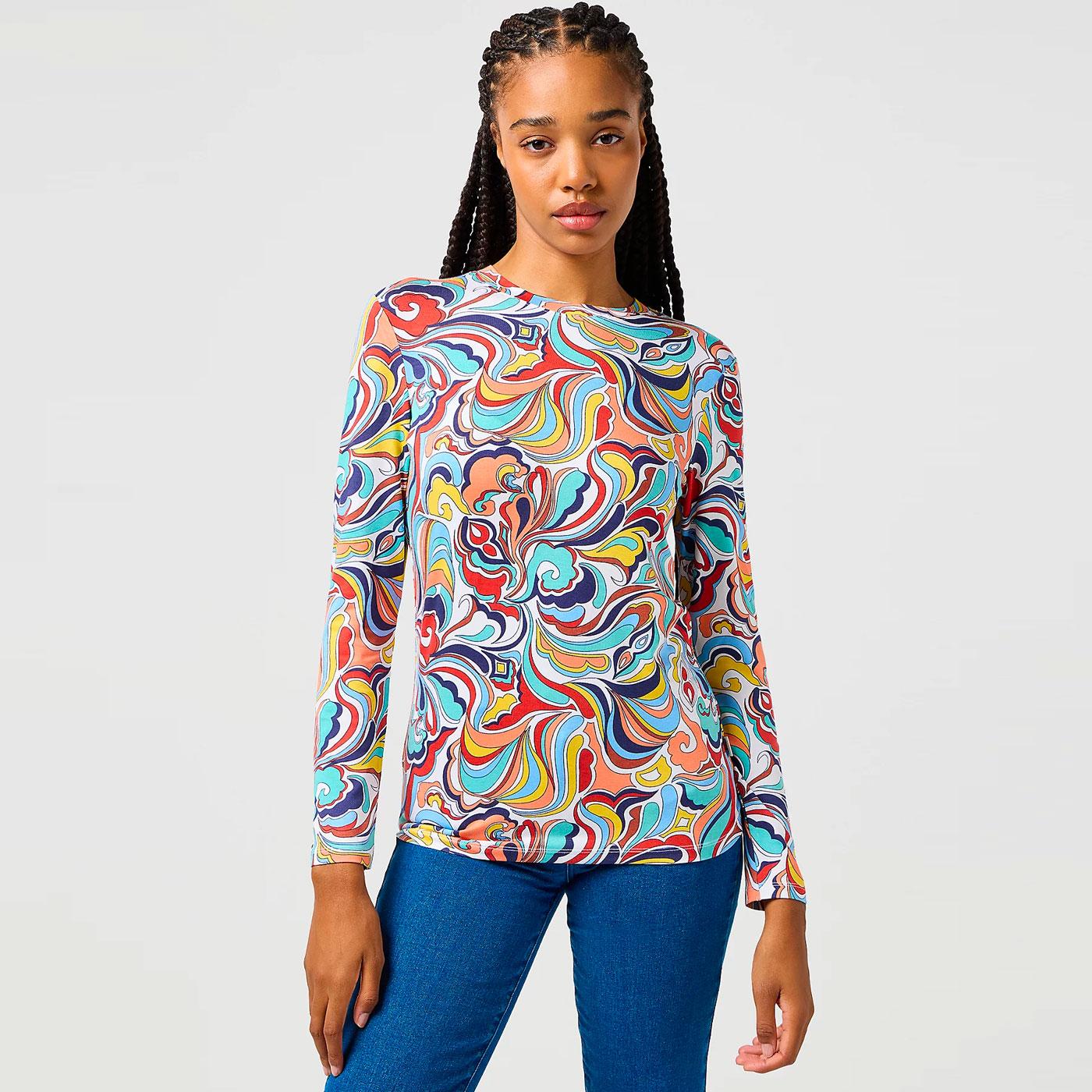 Wrangler 70s Psychedelic Latigo Print Slim Fit Top