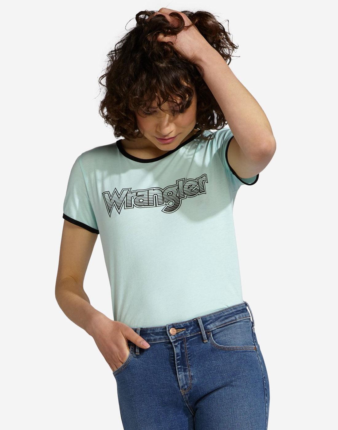 WRANGLER Women's Retro 70s Logo Ringer T-shirt BG