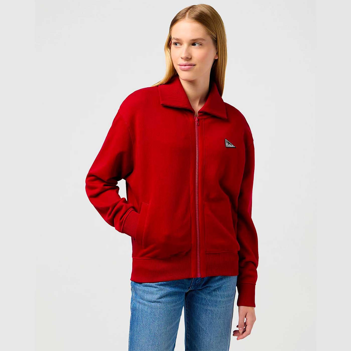 Wrangler Regular Fit Zip Front Sweatshirt (Red)