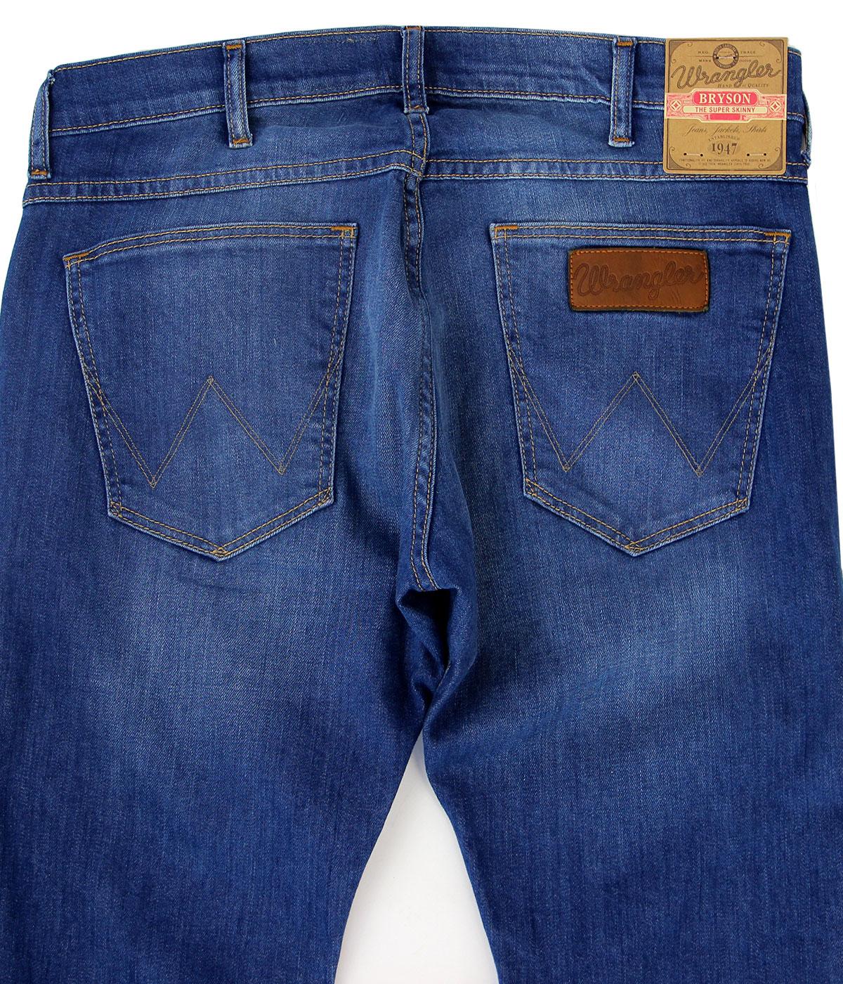 Wrangler Bryson Blue Bream Super Skinny Retro Mod Denim Jeans 