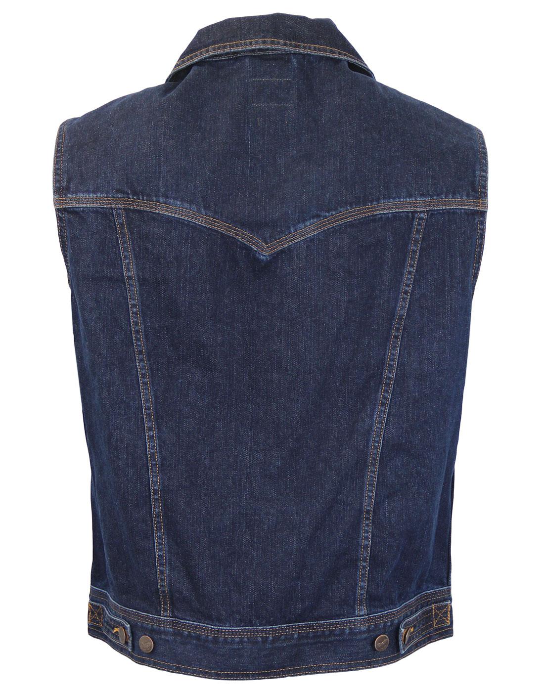 WRANGLER Retro 1970s Indie Dark Denim Waistcoat Vest