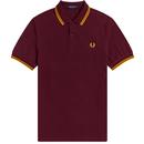 Fred Perry M3600 P73 Men's Mod Twin Tipped Pique Polo Shirt in Mahogany Purple and Maize Yellow