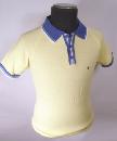 'Gabicci Vintage Knitted Mens Polo' (Lemon/Blue)