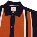 BEN SHERMAN Mod Stripe Panel Knit Button Up Polo