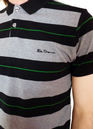 BEN SHERMAN Mens Retro Stripe Pique Mod Polo Shirt