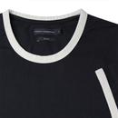FRENCH CONNECTION Retro Mod Ringer T-shirt NAVY