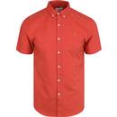 Brewer FARAH Slim Retro S/S Oxford Shirt RED COAT