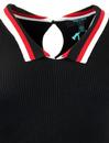 McQueen FEVER Retro Mod Stripe Collar Ribbed Dress