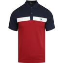 FRED PERRY Contrast Panel Mod Pique Polo RICH RED