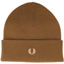 FRED PERRY Merino Wool Knitted Logo Beanie Hat (C)