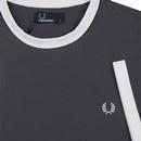 FRED PERRY Men's Retro Ringer T-shirt (Charcoal)
