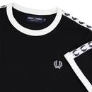 FRED PERRY Women's Taped Contrast Ringer Tee BLACK