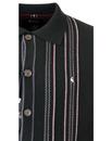 GABICCI VINTAGE 60s Mod Pinstripe Knit Polo Black