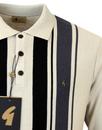 GABICCI VINTAGE 60s Mod Stripe Knit Polo Latte
