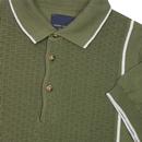 GUIDE LONDON Textured Panel Knitted Mod Polo GREEN