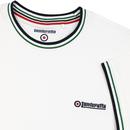 LAMBRETTA Men's Retro Tipped Pique T-shirt WHITE