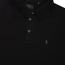 Gentry LUKE Knitted Collar Mod Polo Top JET BLACK