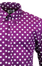 Purple Penny Dot Lane Retro 60s Mod MADCAP Shirt