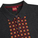 Jarvis MERC Retro Mod Check Knit Polo Top CHARCOAL