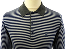 Bibury MERC Mens Retro Stripe Knitted Mod Polo Top
