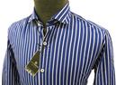 Peter Werth Mens Retro Mod Stripe Shirt (Blue)
