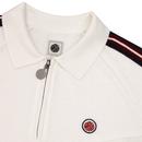 PRETTY GREEN L/S Zip Neck Knitted Mod Polo STONE 