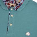 PRETTY GREEN Paisley Collar Mod Polo Shirt (Blue)