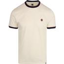 PRETTY GREEN Piping Tipped Retro T-Shirt OFF WHITE