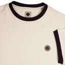 PRETTY GREEN Piping Tipped Retro T-Shirt OFF WHITE