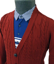 'Cable Cardy' - Mens Retro Cable Knit Cardigan (W)