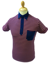 Mavers Mens Retro Sixties Stripe Mod Polo Shirt N