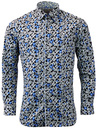 ROCOLA Retro Sixties Mod Mens Floral Print Shirt