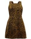 Retro 60s Paisley Cord Buckle Strap Pinafore Dress