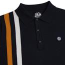 SKA & SOUL Racing Stripe Mod Knitted Polo Navy