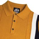 SKA & SOUL Stripe Front Knit Mod Cable Polo GOLD